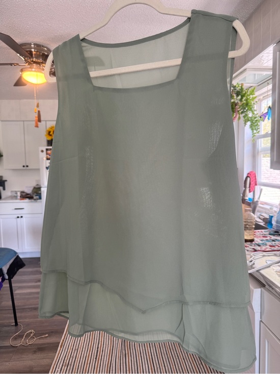 Tops - Sage Green Layered Chiffon Tank Top sz XL